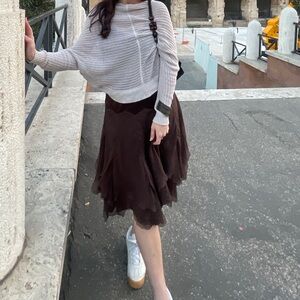 100% silk vintage midi skirt